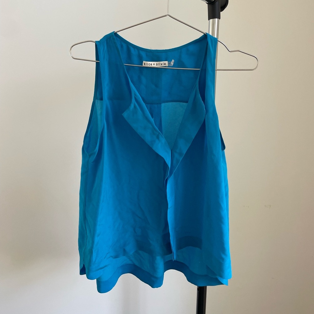 Alice + Olivia Silk V-Neck Blouse XSmall